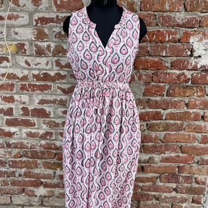 Robe imprimée bloc à la main tuniques indiennes robe longue en coton indien imprimé à la main robe sans manches à bretelles réglables en coton indien - Product Image 1