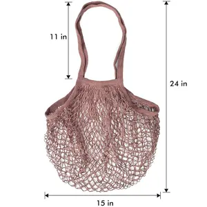 पर्यावरण-अनुकूल कस्टम कपड़े के बैग फ़ोल्ड करने योग्य ऑर्गेनिक कॉटन किराना शॉपिंग बैग मेष नेट बैग फल सब्जियों के लिए लोगो के साथ