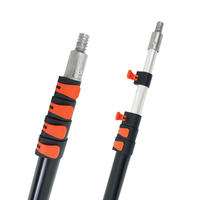 Perche de nettoyage extensible avec verrous à pression orange, outil domestique léger pour le lavage des fenêtres et des voitures, conception de rangement compacte