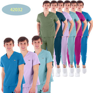 Logo personnalisé multicolore encolure en V manches courtes poche homme et femme dentiste infirmière hôpital médical uniformes ensembles de gommages - Product Image 1