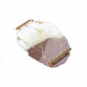 ถาดอเนกประสงค์เรซิ่นทำมือหลากสีสำหรับห้องน้ำ ถาดใส่เครื่องประดับ น้ำหอม ถาดเสิร์ฟรูปวงรี ของตกแต่งบ้าน ของขวัญคริสต์มาส - Product Image 3