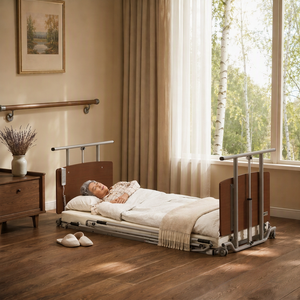Cama Eléctrica para Cuidado <span class=keywords><strong>de</strong></span> Ancianos IEC 60601 Ultra Baja <span class=keywords><strong>de</strong></span> 67mm a 640mm, Cama <span class=keywords><strong>de</strong></span> Hospital <span class=keywords><strong>de</strong></span> Madera para <span class=keywords><strong>Alquiler</strong></span>, Cama para Cuidado en el Hogar para Personas Mayores - Product Image 5