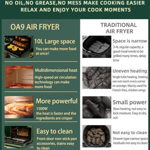 Freidora de Aire Xiaomi de Gran Capacidad 2 en 1, Horno Eléctrico Digital de 10 Litros con Utensilios Antiadherentes, Freidora de Aire Onemoon OA9 - Product Image 3