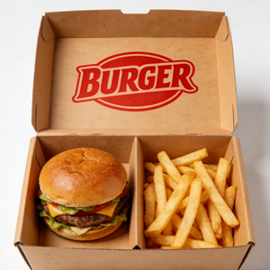 Emballage personnalisé avec logo, écologique, biodégradable, jetable, pour hamburgers de restauration rapide, carton ondulé gaufré - Product Image 2