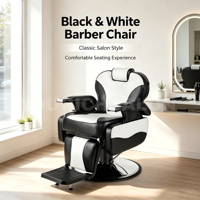 Chaise de barbier blanche et noire, chaise de salon noire bon marché pour salon de coiffure, mobilier de salon de beauté hydraulique pour salon