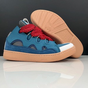 Premium Luxury Brand Men Vintage Color Block Genuine Leather Lightweight Sneakers Non Slip Outsole Trend Casual Skate Summer - Product Image 1