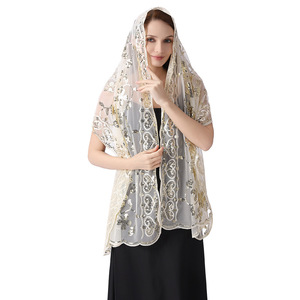 Nuovi scialli <span class=keywords><strong>da</strong></span> sposa <span class=keywords><strong>da</strong></span> donna eleganti abiti <span class=keywords><strong>da</strong></span> <span class=keywords><strong>sera</strong></span> con motivo a fiori foulard copricapo <span class=keywords><strong>da</strong></span> spiaggia sciarpe caftano <span class=keywords><strong>da</strong></span> 190*60CM con paillettes - Product Image 2