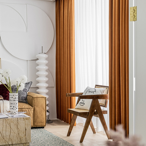 Innermor <span class=keywords><strong>Orange</strong></span> Luxe Style Européen Américain Personnalisable Toutes Saisons Haute Ombrage Blackout Chenille Solide Rideaux pour Hôtel - Product Image 4