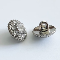 Prendas de abrigo de calidad para mujer Botones de vástago de diamantes de imitación de metal Botones redondos de plata de lujo hechos de aleación de zinc