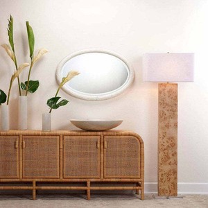 Jia Wenjun Floor Lamp 65.75 In Solid Wood Base White Shade Study Bedroom Lighting - Product Image 5