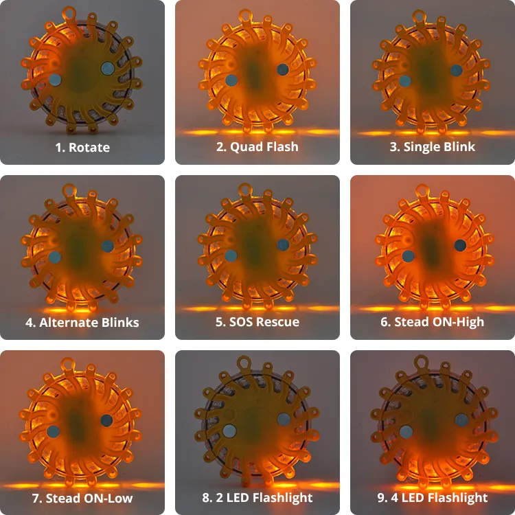寧波6パックLED交通道路充電式磁気ディスクフレア緊急ストロボ警告シーケンティア点滅フレアライト