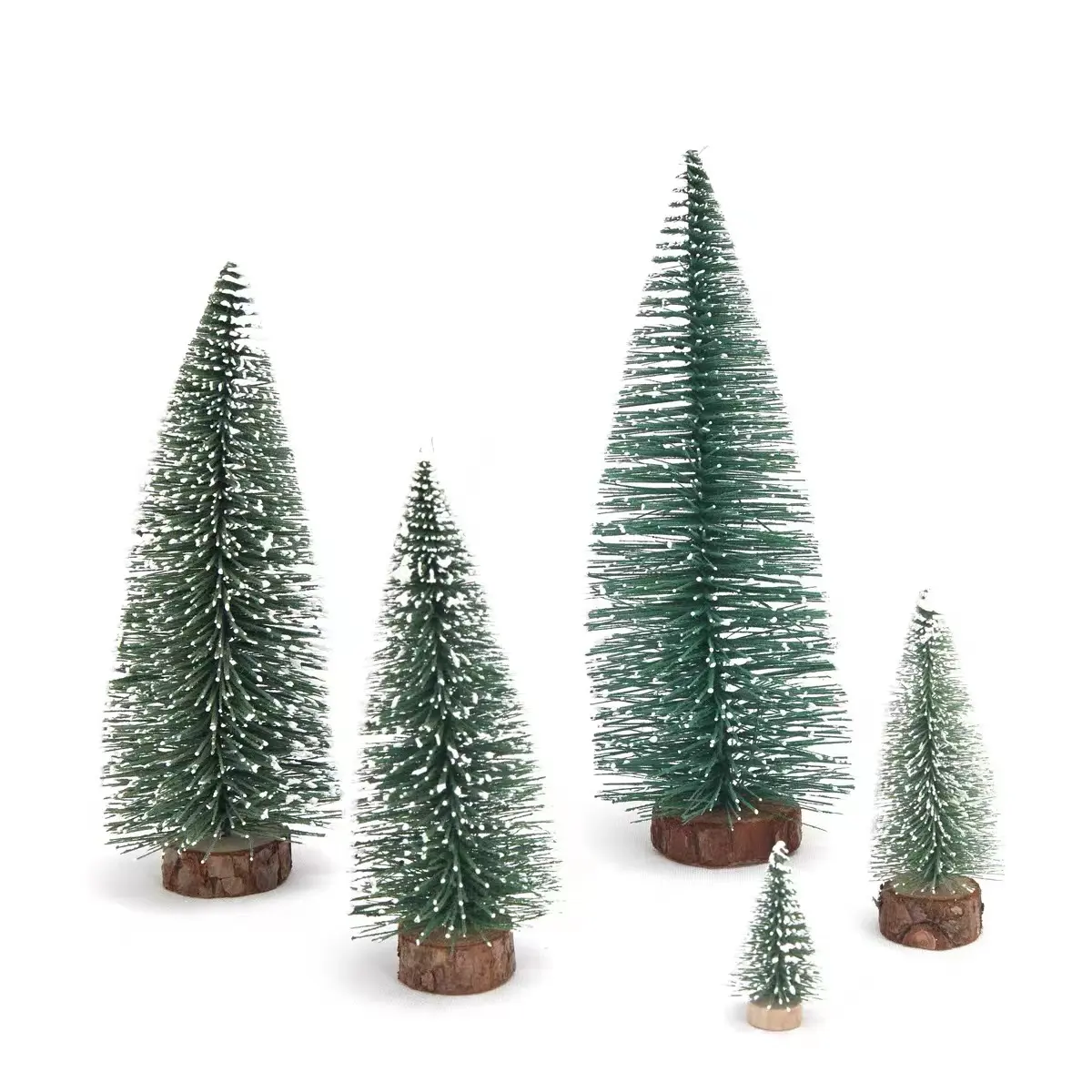 Desktop Miniatur Pohon Pinus Kecil Pohon Pinus dengan Dasar Kayu Mini Pohon Sikat Bulu Natal untuk Dekorasi Natal