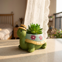 Pot à cactus en céramique créatif en forme de tortue OEM, mini-jardinière durable pour plantes succulentes
