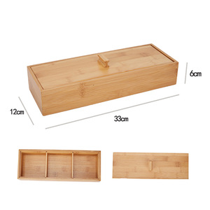 <b>Bamboo</b> Snack Storage Box 33x22x6cm With Lid Compartmentalized Food <b>Container</b> For Party Use - Product Image 3
