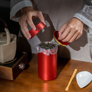 Barattoli Rotondi in Latta Opaca a 2 Coperchi Ermetici per Alimenti, Ideali per Caffè in Grani, Tè in Polvere, Snack, Cioccolatini - Scatola in Metallo per Tè - Product Image 5