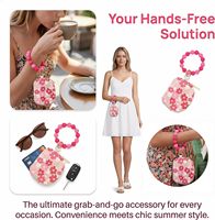 Bloemen sleutelhanger mini portemonnee met kralen siliconen armband polsbandje polsband halfronde portemonnee ID-kaarthouder tas