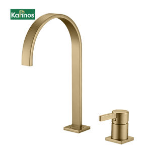 Mitigeur de salle de bain moderne noir mat à poser, design créatif, robinet de lavabo 2 trous or rose, eau chaude et froide en laiton - Product Image 1