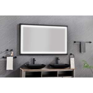 DB 72 pulgadas. W x 36 pulgadas. H Rectangular LED Espejo de gran tamaño Negro Enmarcado Anti-Fog Regulable Montaje en pared para baño Solo Pickup - Product Image 5