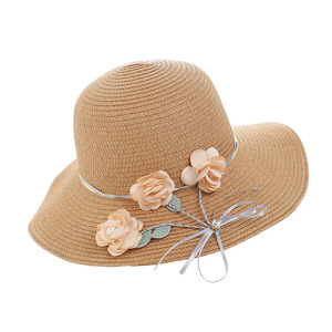Chapeau de soleil Simple à la mode pour fille, chapeau de plage à fleurs, chapeau de paille d'été fait à la main, <span class=keywords><strong>2022</strong></span> - Product Image 5