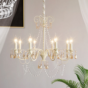 French Retro <b>Style</b> Crystal Chandelier Black Multi <b>Head</b> LED Light For Living Room Bedroom - Product Image 3