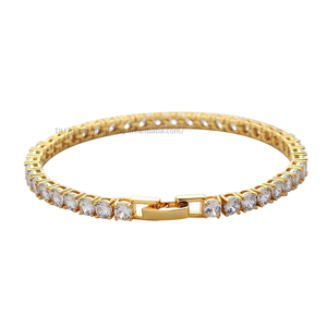<b>Copper</b> Easy Snap Tennis Chain 3mm 4mm 5mm Zircon Single Row Hip Hop <b>Bracelet</b> Tanjing Fashion Lijing Necklace - Product Image 1