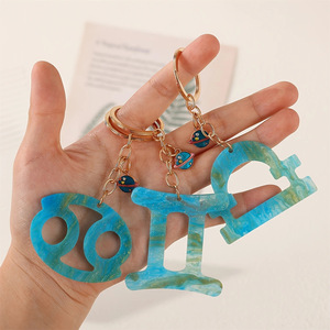 <span class=keywords><strong>Portachiavi</strong></span> di tendenza con segno zodiacale acrilico popolare <span class=keywords><strong>portachiavi</strong></span> oroscopo blu per regalo per studenti donne - Product Image 1