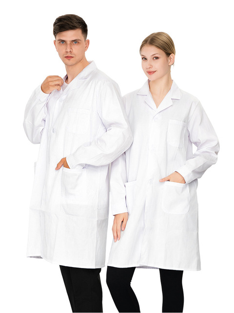 High-End Cotton Dobby Fabric Medical Lab Coat for College Students Slim Fit Unisex Long Sleeve Custom Wholesale