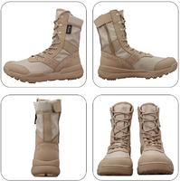 Bottes tactiques en cuir légères et respirantes à tige haute avec une semelle confortable et souple.
