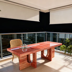 厂家批发天然大理石石灰石家具餐厅红色石灰石茶几 - Product Image 2