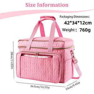 Sac à tricoter et à crocheter de grande capacité avec poignée et bandoulière - Organisateur de rangement pour fils multi-poches pour aiguilles, crochets et fournitures - Product Image 4