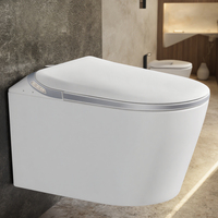 Sans Monture Accroché au Mur Intelligent Monobloc en Céramique P-Trap Télécommande Siège Chauffant Toilettes Sanitaires pour Salle de Bains d'Hôtel