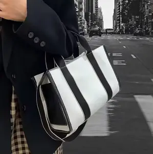 2024 Nieuwe Mode Canvas Tas Ins Hoge Capaciteit Handtas Milieuvriendelijke Dames Één Schouder Crossbody Draagtas