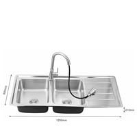 Évier double en acier inoxydable pour cuisine, sortie d'usine, avec plan de travail, 1200 mm * 500 mm, évier épaissi