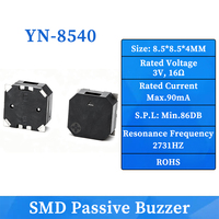 Buzzer passif magnétique SMD 3V 8,5x8,5x4mm 16 Ohms à son latéral, personnalisable OEM, montage en surface sur PCB pour petits appareils CE