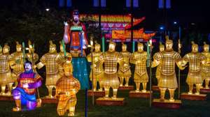 Soldados de <span class=keywords><strong>terracota</strong></span> con estructura de acero, linterna de jardín china impermeable para decoración al aire libre, linterna de flores con motivo de luz - Product Image 3