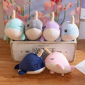 Dessin animé couleur baleine à une corne dauphin Super doux en peluche porte-clés Simulation transfrontalière vie marine Skate pendentif PP coton - Product Image 2