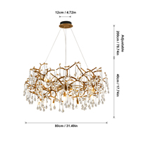 Hullxine Nouveau Lustre Ovale LED 360° en Aluminium Doré de Luxe avec Cristaux pour Salon, Salle à Manger, Table Îlot, Grande Taille
