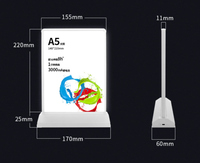 Espositore Luminoso Pubblicitario a LED Formato A5 a Forma di T con Batteria Ricaricabile Colore Bianco e Nero