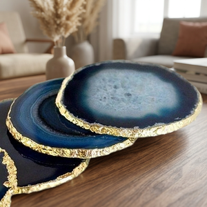 Posavasos de Ágata Hechos a Mano con Borde Dorado, Alfombrillas para Bebidas de Piedras Preciosas Naturales - Product Image 5