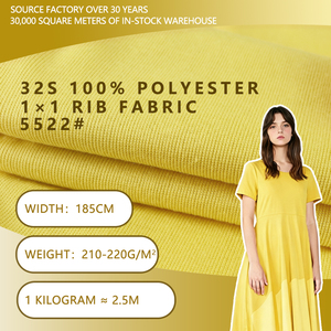 32S 100 Percent Polyester 1x1 <b>Rib</b> Knit Fabric 185cm Width 210-220gsm Elastic For Undershirts Tank <b>Vests</b> Garments - Product Image 2