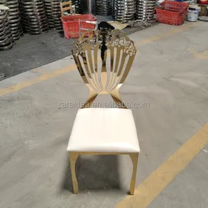 新设计批发金色不锈钢婚椅婚礼供应商宴会椅
