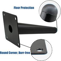 Jambe de meubles conique en métal droit oblique noir Design moderne fer robuste pour Table à manger hôtel bureau à domicile salon
