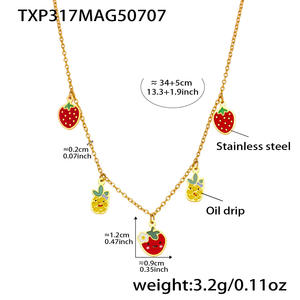 Juego de Joyería de Fresa y Piña para Dropshipping en Shopify, Collar, Pulsera, Tobillera y Aretes de Acero Inoxidable, Regalo para Niñas - Product Image 2