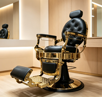 Fauteuil de Barbier Hydraulique Antique Confortable avec Revêtement Capitonnée et Inclinable – Équipement de Rasage pour Hommes – Chaise de Barbier pour Salon de Coiffure