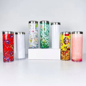 Gobelet isotherme double paroi 20 oz effet boule à neige, vierge pour sublimation, droit, portable, pour usage quotidien en extérieur - Product Image 4