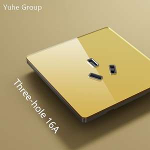 Glass thin switch socket 86 type five <b>hole</b> ABS household simple socket panel, household 16A single pair dual control five <b>hole</b> - Product Image 2