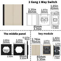 Interruptores y Enchufes de Pared WESA Ultrafinos con Botón Pulsador EU 1/2/3 Vías, Enchufe de Alimentación de 1 Vía, Combinación Libre, Diseño Moderno de Lujo