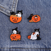 Adorable Broche en Métal pour Revers, Bijou Cadeau pour Enfants, Femmes et Hommes, Épingle Émaillée Fantôme Mignon Effrayant Halloween, Citrouille