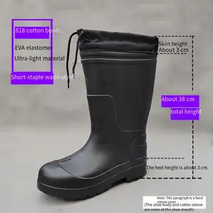 Botas de chuva de algodão leve EVA para homens e mulheres, botas de trabalho antiderrapantes e resistentes a óleo, unissex à prova d'água