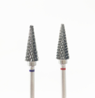 Fraise conique en carbure pour manucure, double coupe avec une spirale inclinée à flûte gauche, pour outils électriques de dépose